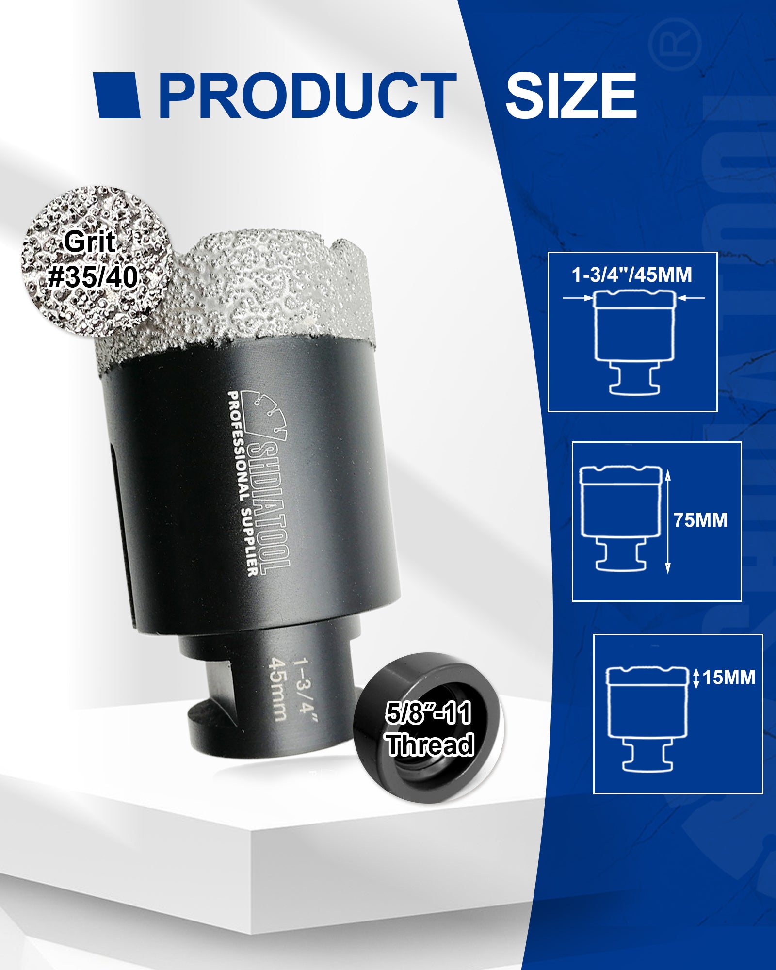 Diamond Core Drill Bits Porcelain Ceramic Tile Marble Brick1/4 Inch to 6 Inch 5/8-11