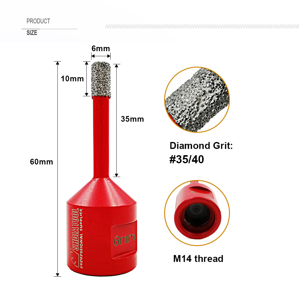2pcs 8mm Diamond Core Drill Bits with M14 Thread for Porcelain Masonry DE Warehouse