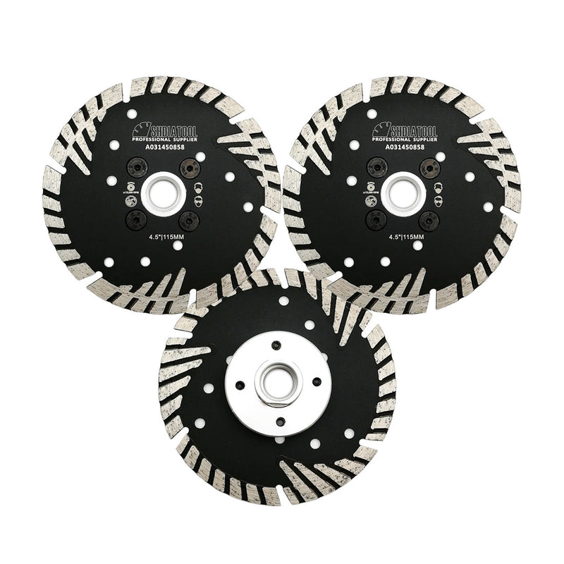 Turbo Saw Blade With Slant Protection Teeth 5pcs 4/4.5/5" Concrete Granite 5/8-11 or M14 Flange