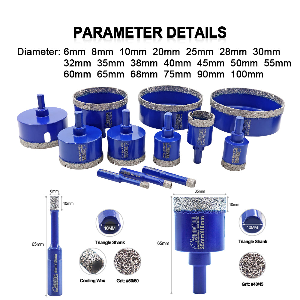 Diamond Drill Core Bits Porcelain Tile Ceramic Granite Marble with Triangle Shank - SHDIATOOL
