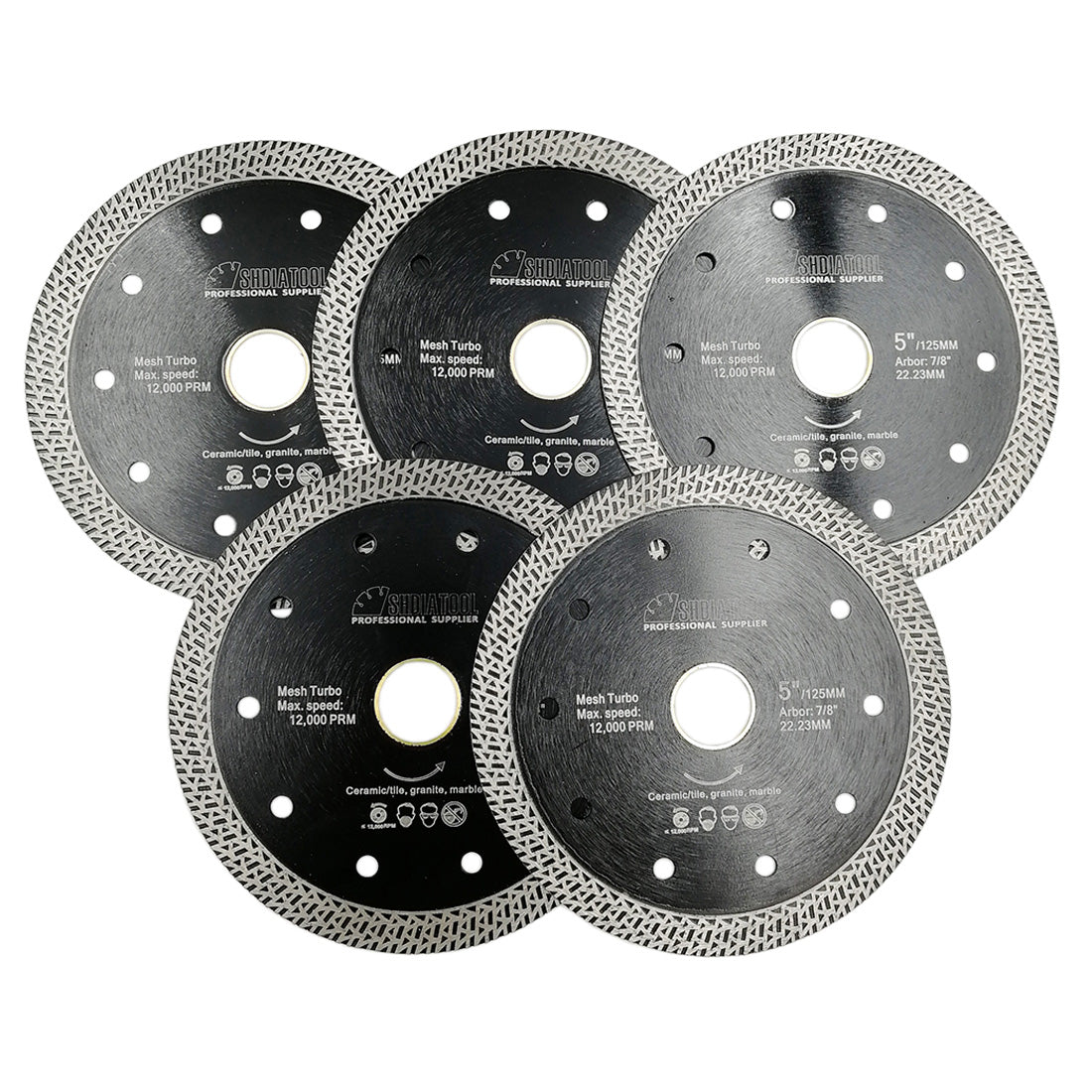 5pcs Mesh Turbo Saw Blades Cutting Porcelain Tile SHDIATOOL BE warehouse  4"/4.5"/5" - SHDIATOOL