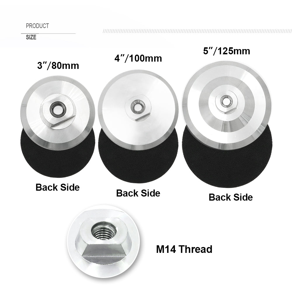 Rubber/Aluminum Backer Pads with M14 Thread for Diamond Polishing Pads 3"/4"/5" - SHDIATOOL
