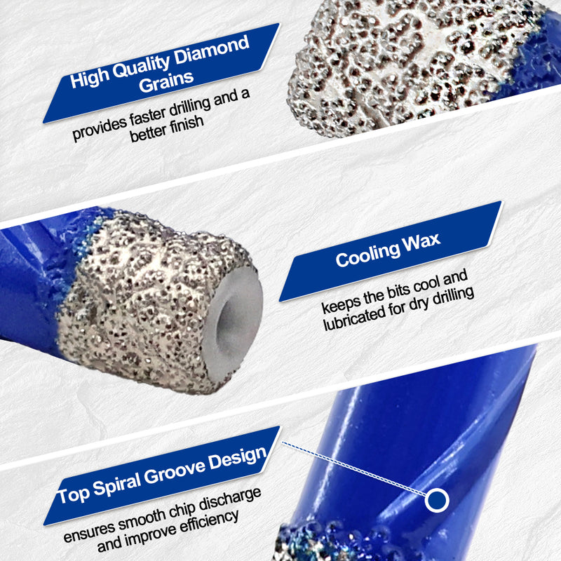 SHDIATOOL 11pcs  6-32mm Diamond Drilling Bit Set +25mm Milling Core Bit Porcelain Ceramic Marble Granite