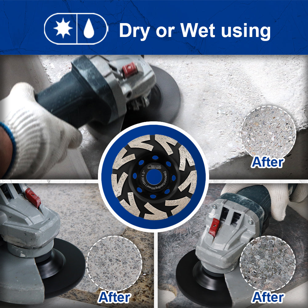 SHDIATOOL 4.5" 115mm Turbo Row Diamond Grinding Cup Wheel for Concrete Granite Marble with 7/8 Inch Arbor
