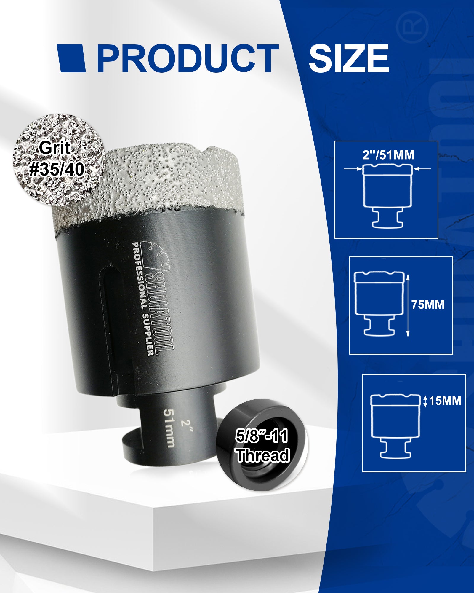 Diamond Core Drill Bits Porcelain Ceramic Tile Marble Brick1/4 Inch to 6 Inch 5/8-11
