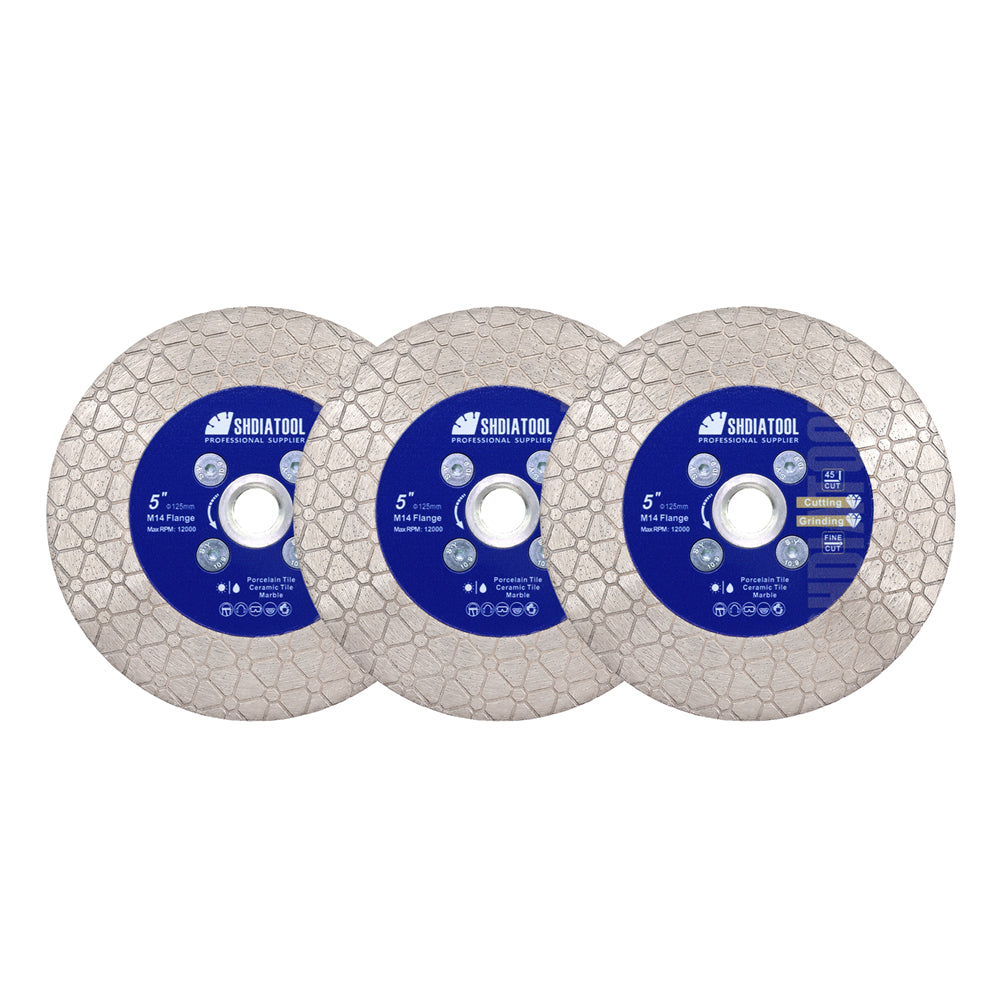 Diamond Cutting Grinding Disc Triangle 4.5"/5" Ceramic Stone M14 or 5/8-11 Flange