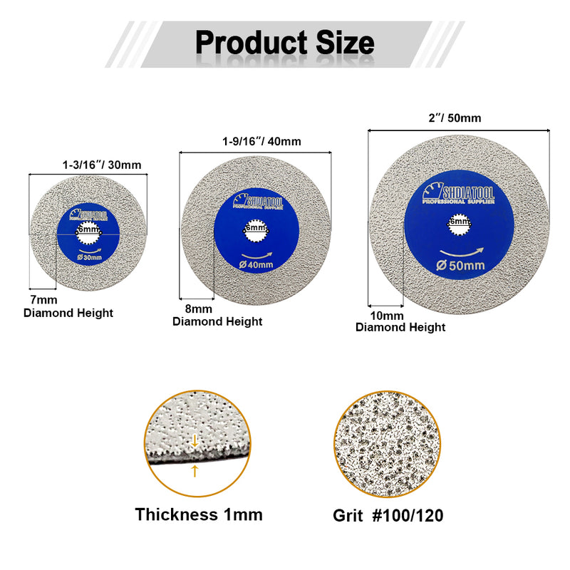 SHDIATOOL 3PCS Diamond Engraving Saw Blade 30/40/50mm Marble Granite Glass Cutting Disc Flexible Convenient