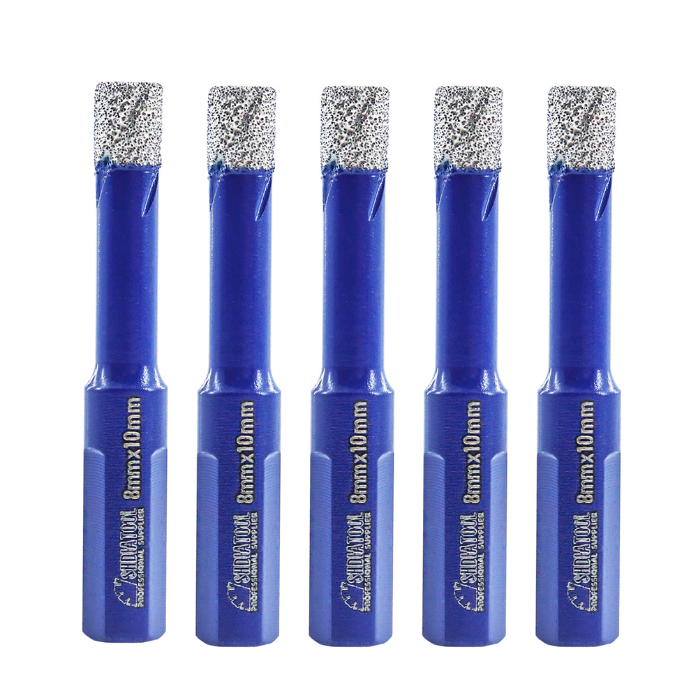 SHDIATOOL Diamond Drill Core Bits with Triangle Shank for Porcelain Tile Ceramic Granite Marble Masonry Stone Diamond Hole Saw 5pcs 6/8/10mm - SHDIATOOL