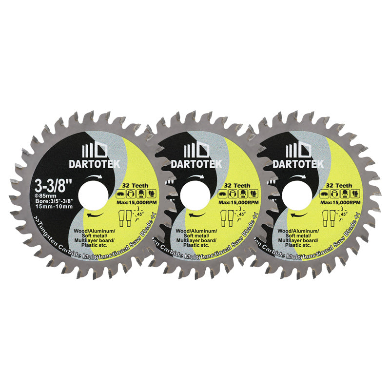DARTOTEK 1/2/3Pcs Dia 85/165/216mm TCT Hard alloy Cutting Disc Circular Saw Blade For Cutting Wood Aluminium Copper Metal Disc Cutter