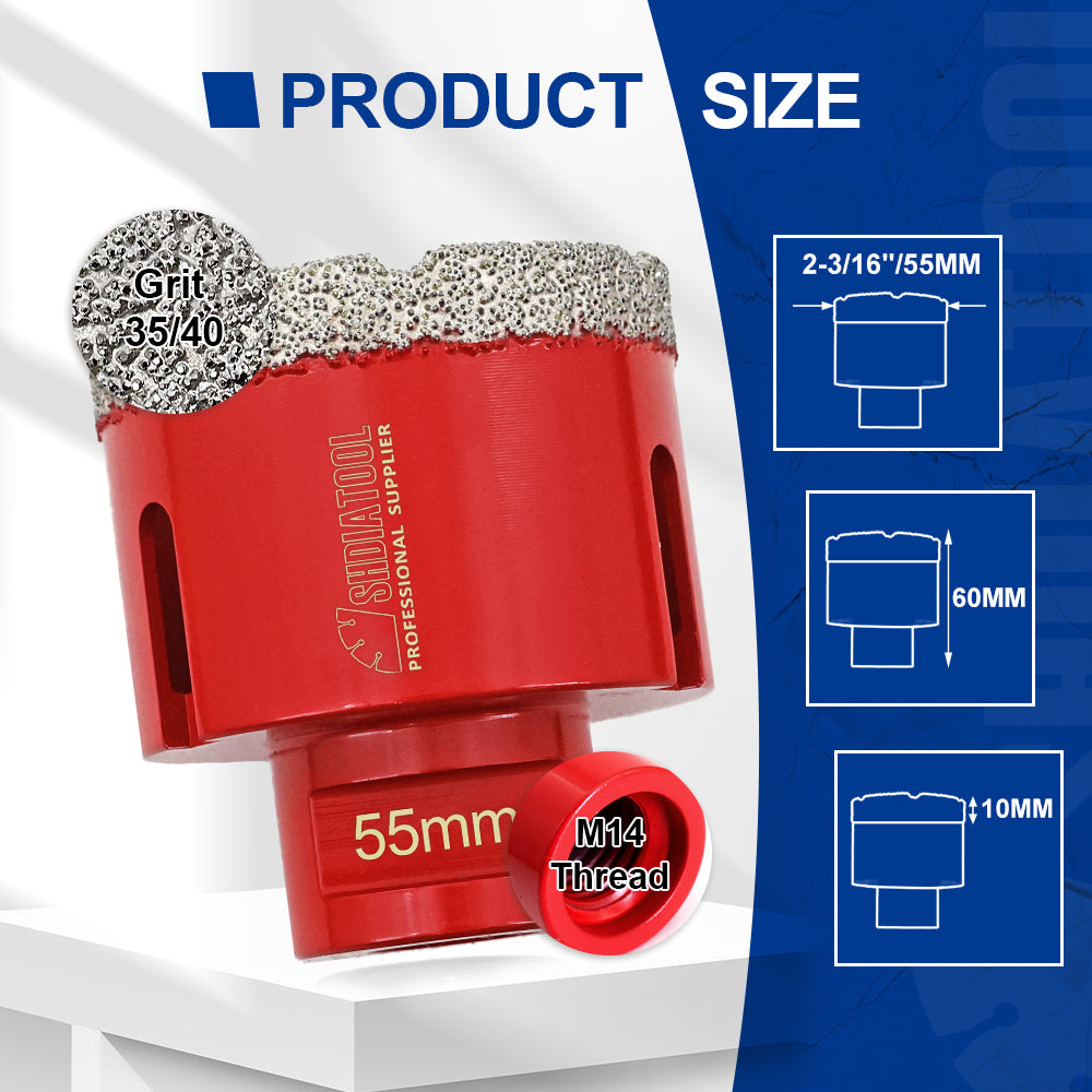 SHDIATOOL Diamond Core Drill Bit with M14 Thread for Porcelain Marble Hole Saw