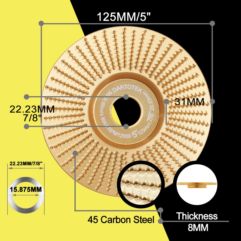 DARTOTEK 1pc 75/100/125mm  Wood Grinding Wheel Cup Wheel Milling Disc Plate Carving Profile Plain Bevel Camber Bowl Abrasive Tool Trimming