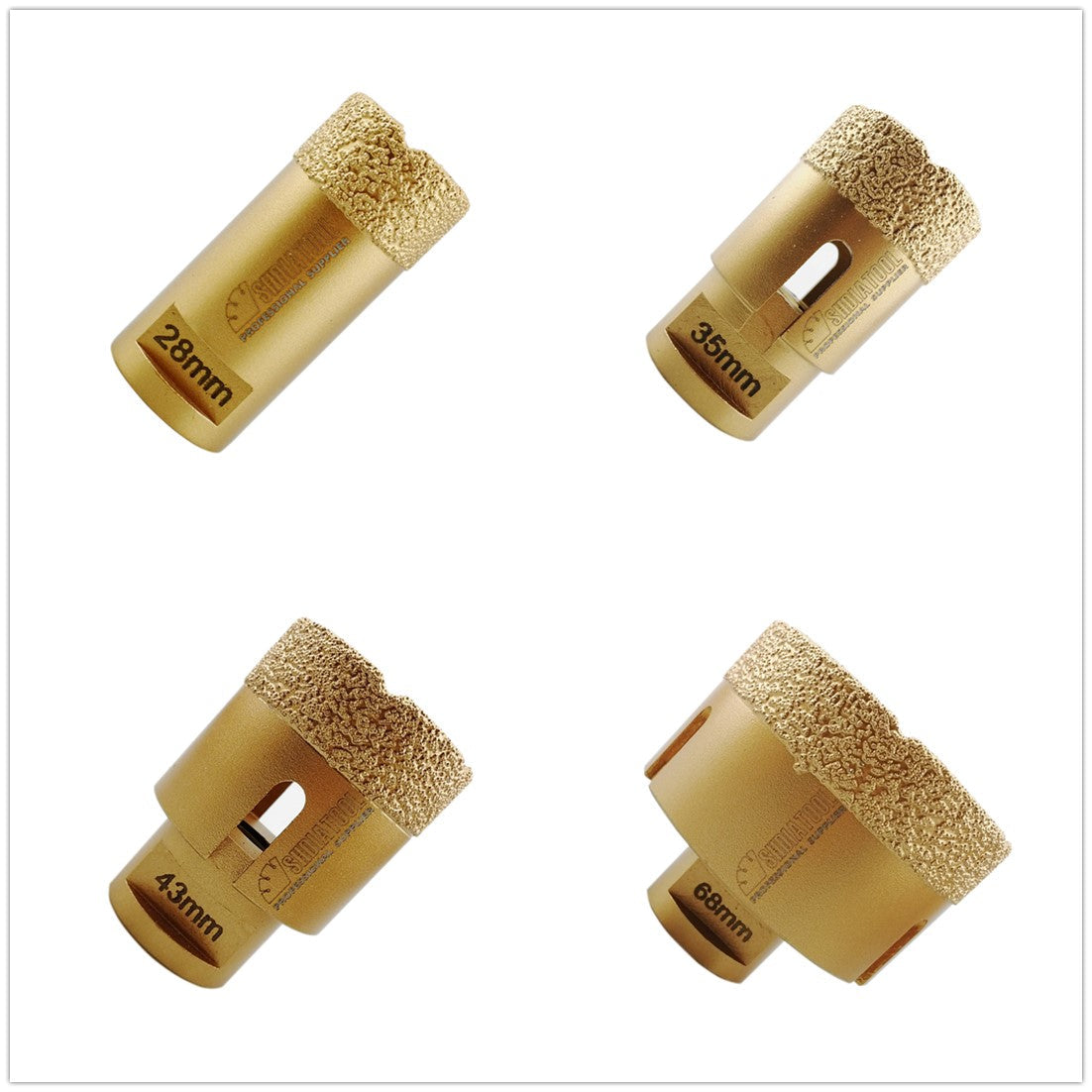 SHDIATOOL 4pcs/set Dry Diamond Drill Bits for Porcelain Granite M14 Thread - SHDIATOOL