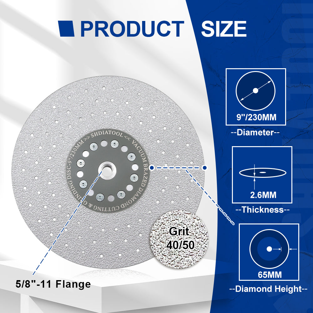 SHDIATOOL  4"/4.5"/5"/7''/9'' Granite Cutting Wheel for Marble Quartz Fast Cutting Grinding Shaping Diamond Disc for Angle Grinder  5/8-Inch-11 Thread