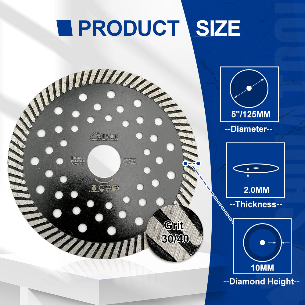 SHDIATOOL 4.5-9inch Turbo Diamond Saw Blade for Cutting Tile Granite Marble Concrete