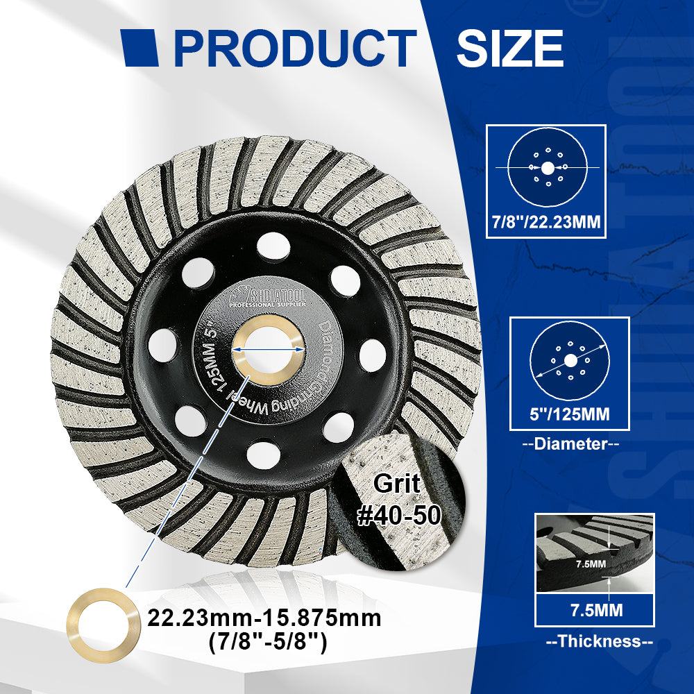 5"/7"Turbo Row Diamond Grinding Cup Wheel for Concrete Granite Marble Masonry