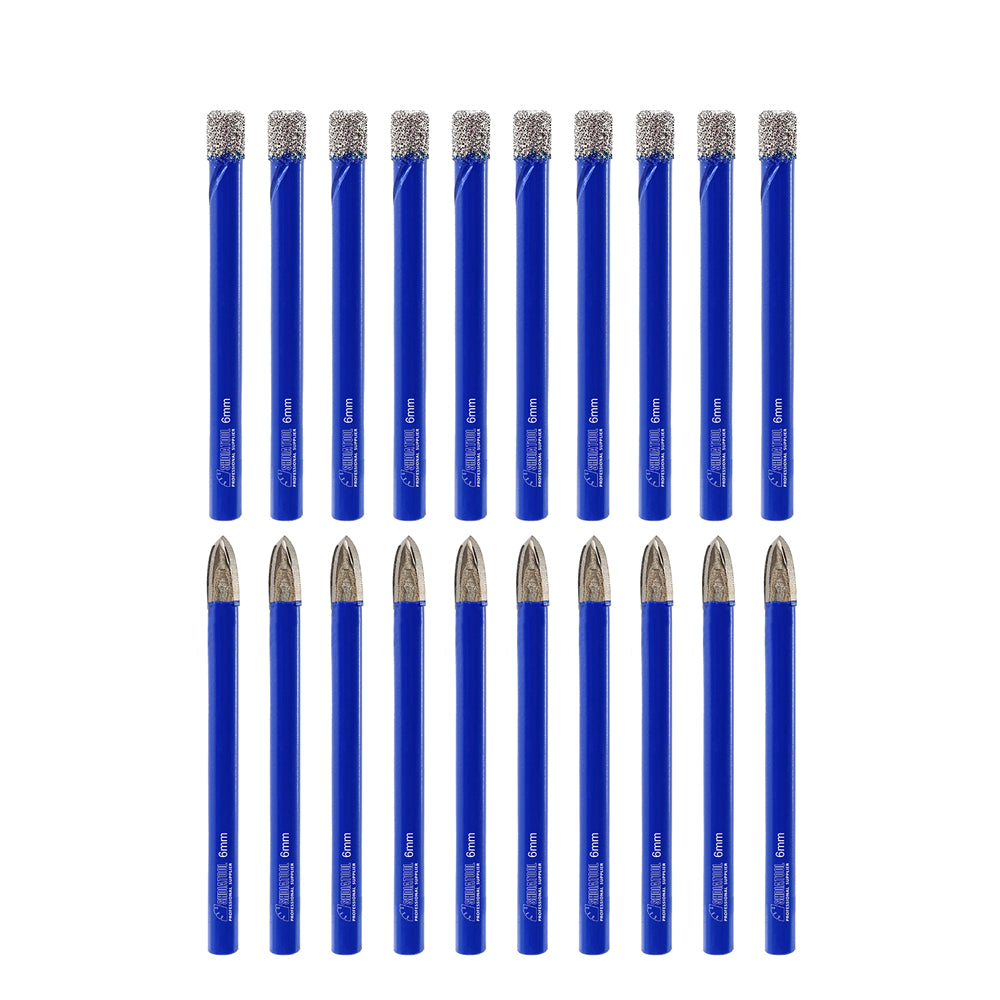 SHDIATOOL 6mm Diamond Dry Drill Bits 20pcs/set for Granite Marble Masonry Concrete