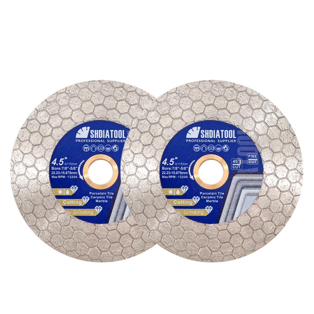 SHDIATOOL Hexgonal Double Sided Diamond Cutting Disc Grinding Wheel for Tile Procelain Ceramic Granite Marble Stone Dia 4.5''/5'' - SHDIATOOL