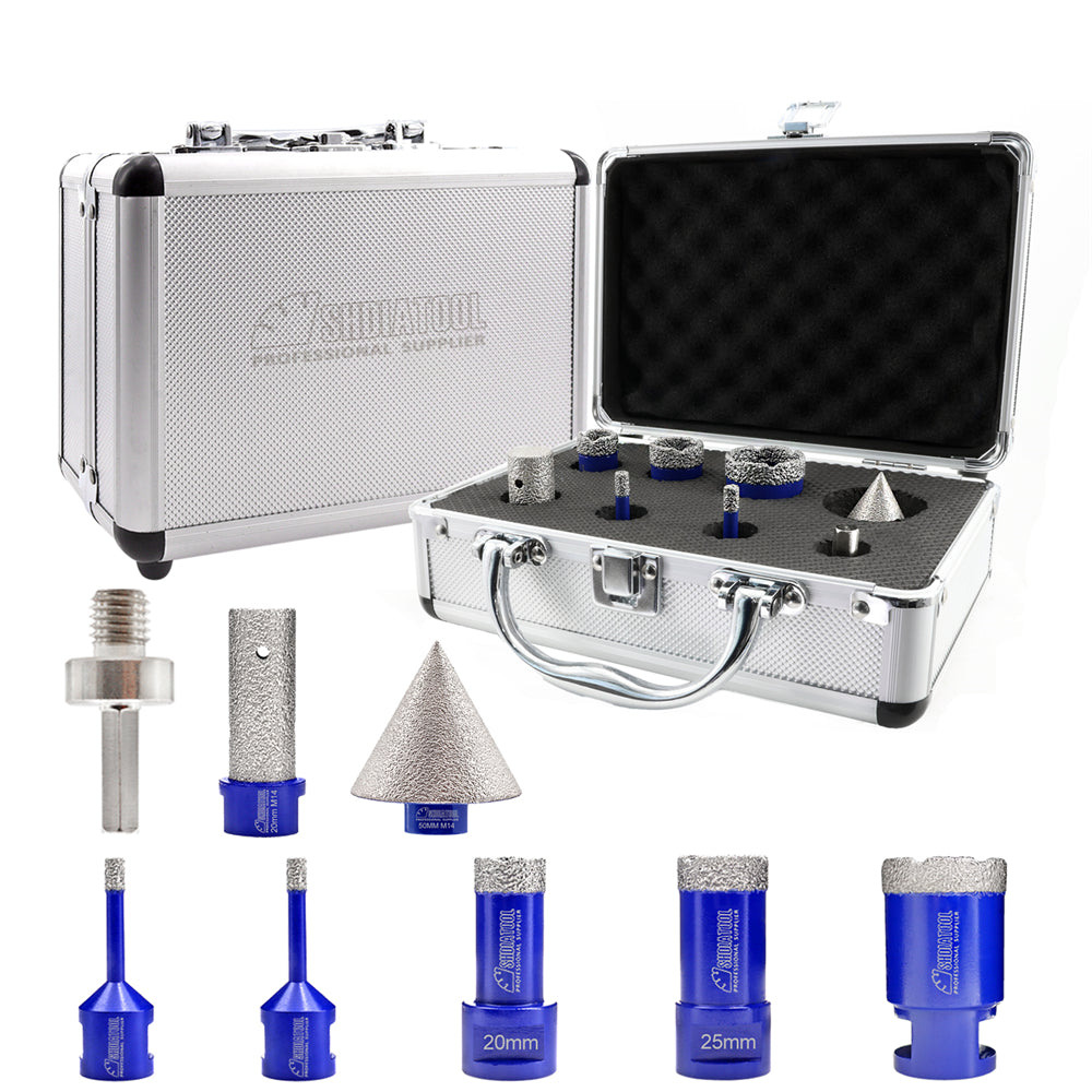 SHDIATOOL Diamond Core Bit 1set/8pcs Marble Ceramic Hole Saw M14 Thread - SHDIATOOL