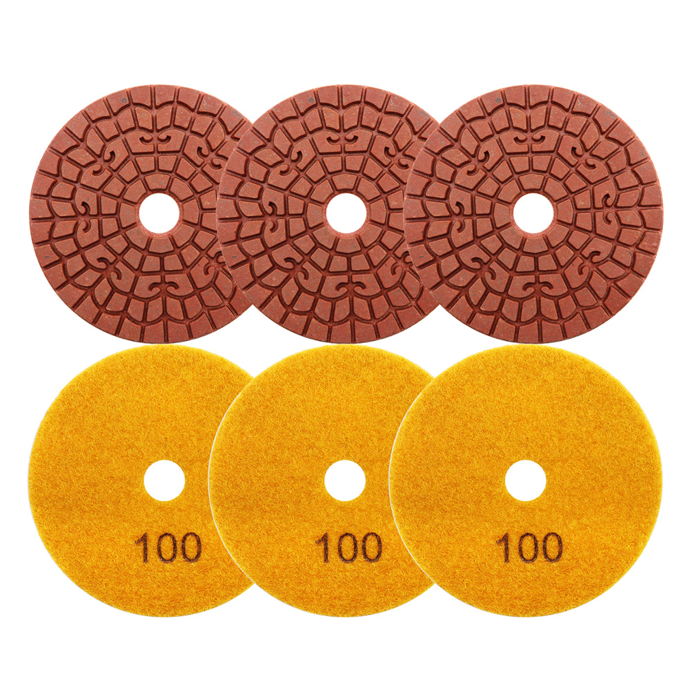 SHDIATOOL 6pcs/Set Diamond Polishing Pads Wet Sanding Disc for Granite Marble Artificial Stone - SHDIATOOL