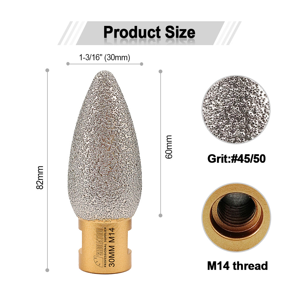SHDIATOOL 30mm Diamond Engraved Milling Bits for Granite Marble M14