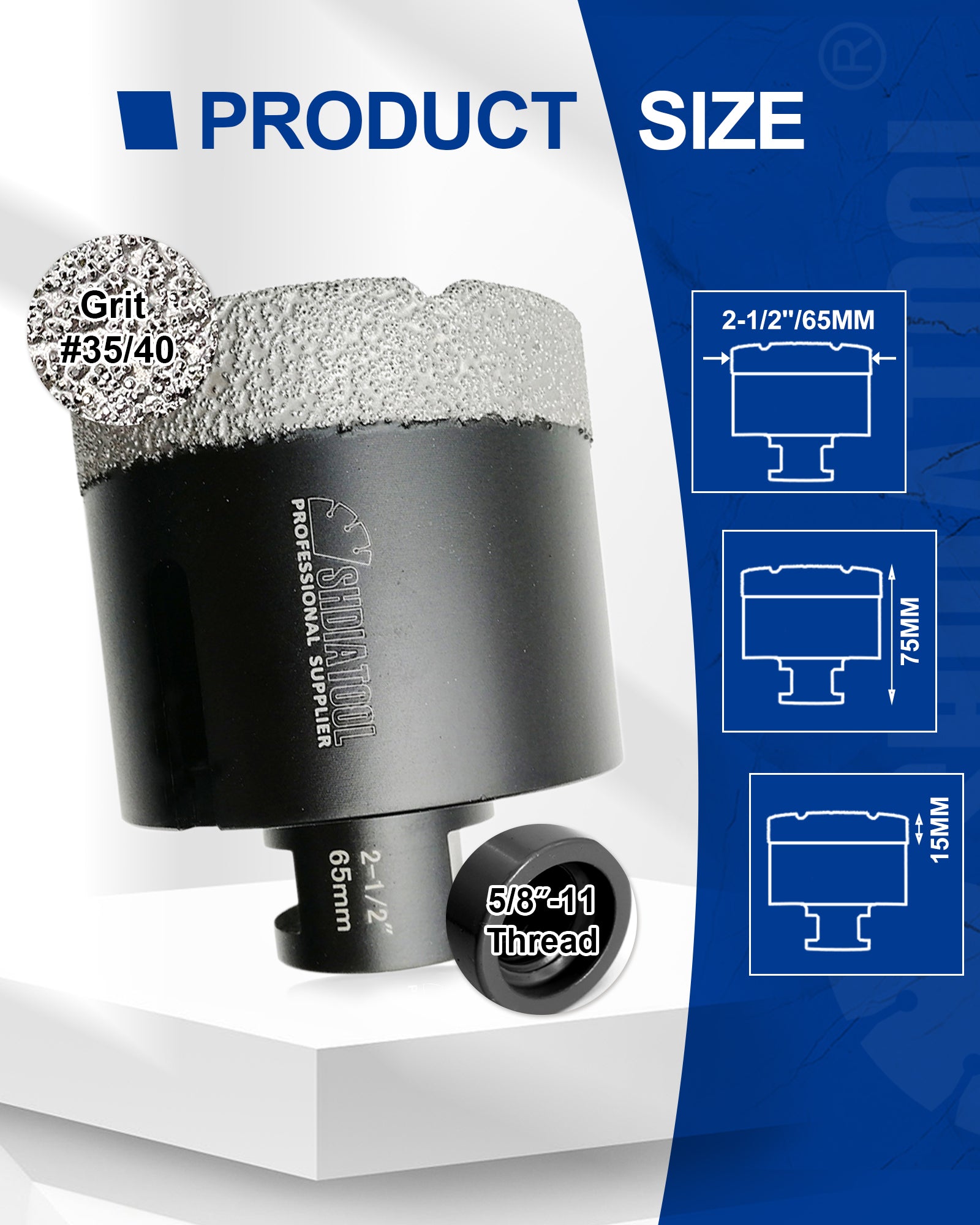 Diamond Core Drill Bits Porcelain Ceramic Tile Marble Brick1/4 Inch to 6 Inch 5/8-11