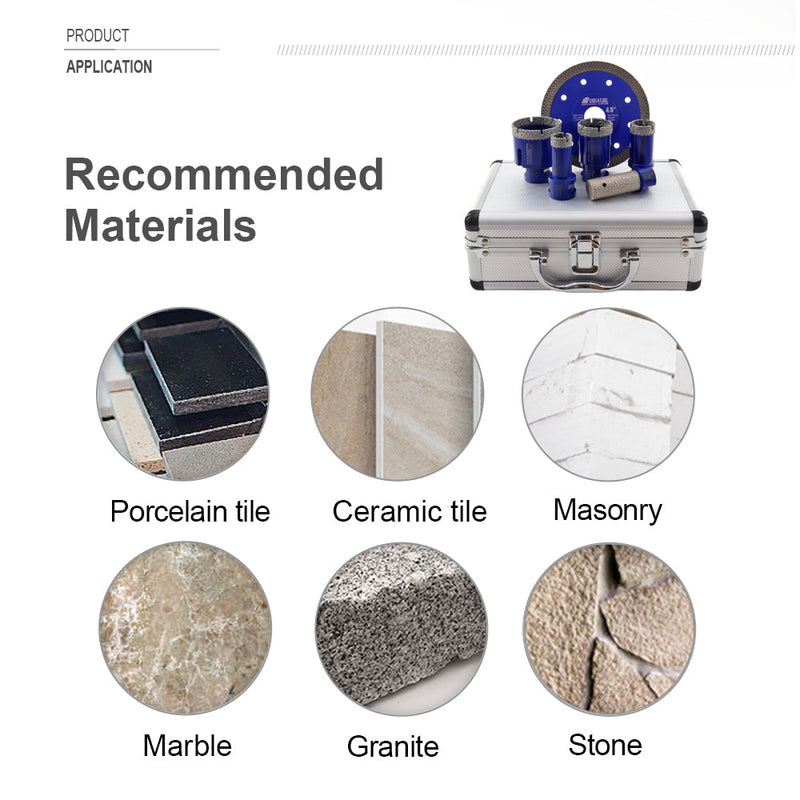 Diamond Drill Core Bits 5/8-11 Thread for Porcelain Tile Granite Marble Ceramic 6pcs/Box - SHDIATOOL