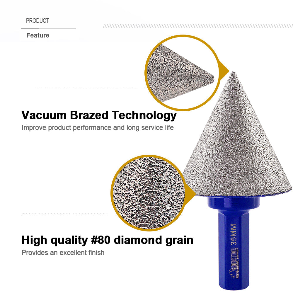 Diamond Beveling Chamfer Bits for Enlarge Shape Bevel in Porcelain Ceramic Marble Granite - SHDIATOOL