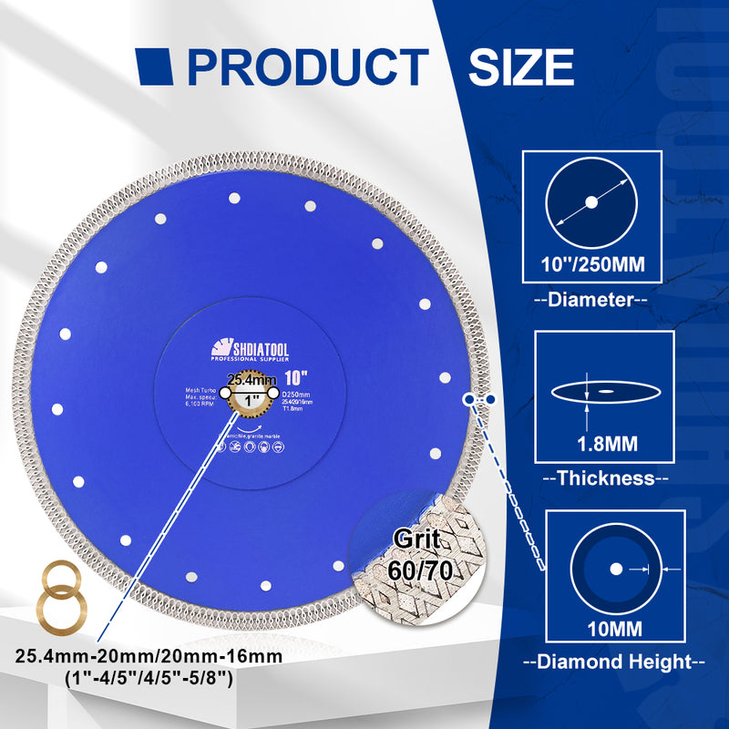 Diamond Saw Blade Ceramic Blade 4in/4.5in/5in Super Thin Diamond Narrow Mesh Turbo Diamond
