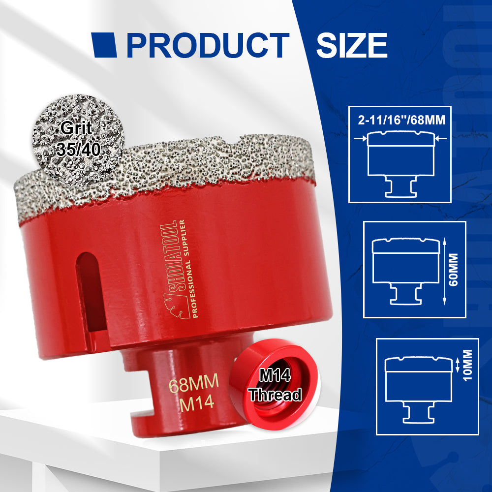 SHDIATOOL Diamond Core Drill Bit with M14 Thread for Porcelain Marble Hole Saw