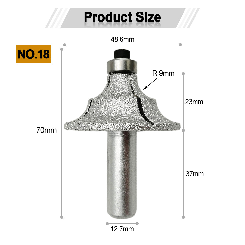Diamond Router Bits with 1/2" Shank for Granite Marble 31 sizes 2pcs - SHDIATOOL