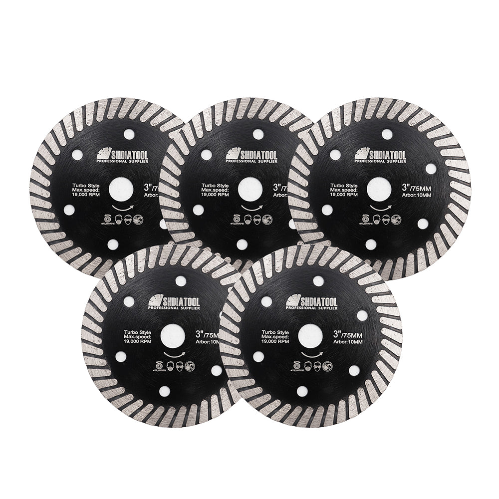 SHDIATOOL Turbo Diamond Saw Blade for Ceramic Pocelain 3" 5pcs/pack - SHDIATOOL