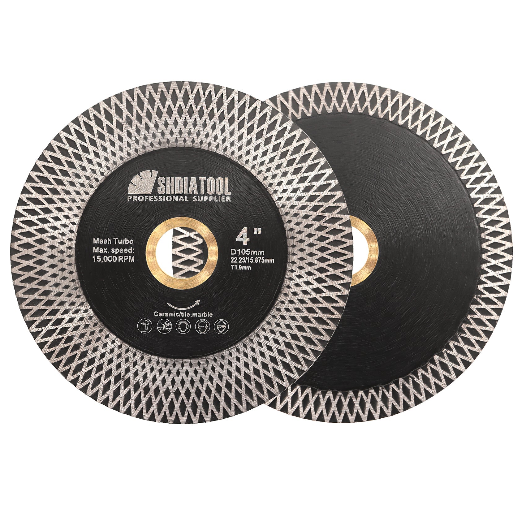 SHDIATOOL X Mesh Turbo Double Sided Diamond Cutting Grinding Disc for Tile Ceramic Marble Stone 4''/4.5''/5''/9" - SHDIATOOL
