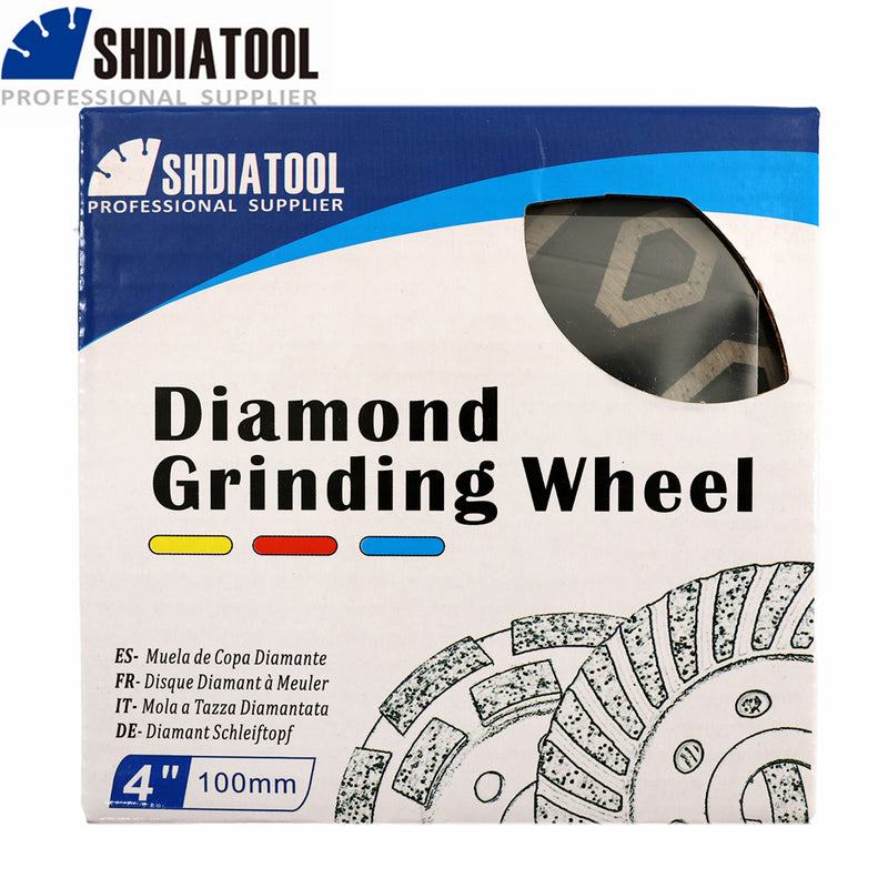 SHDIATOOL Diamond Rhombus-Shaped Cup Wheel 1/2/5pcs Dia 4"/100mm for Concrete Granite Stone Masonry Marble Angle Grinder