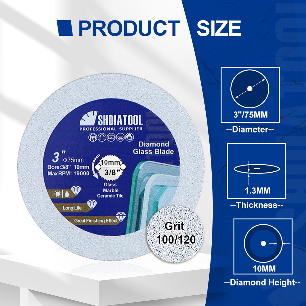 Shdiatool Diamond Cutting Grinding Glass Disc 1/3pcs 3"/4.5" Glass Ceramic Saw Blade US Warehouse