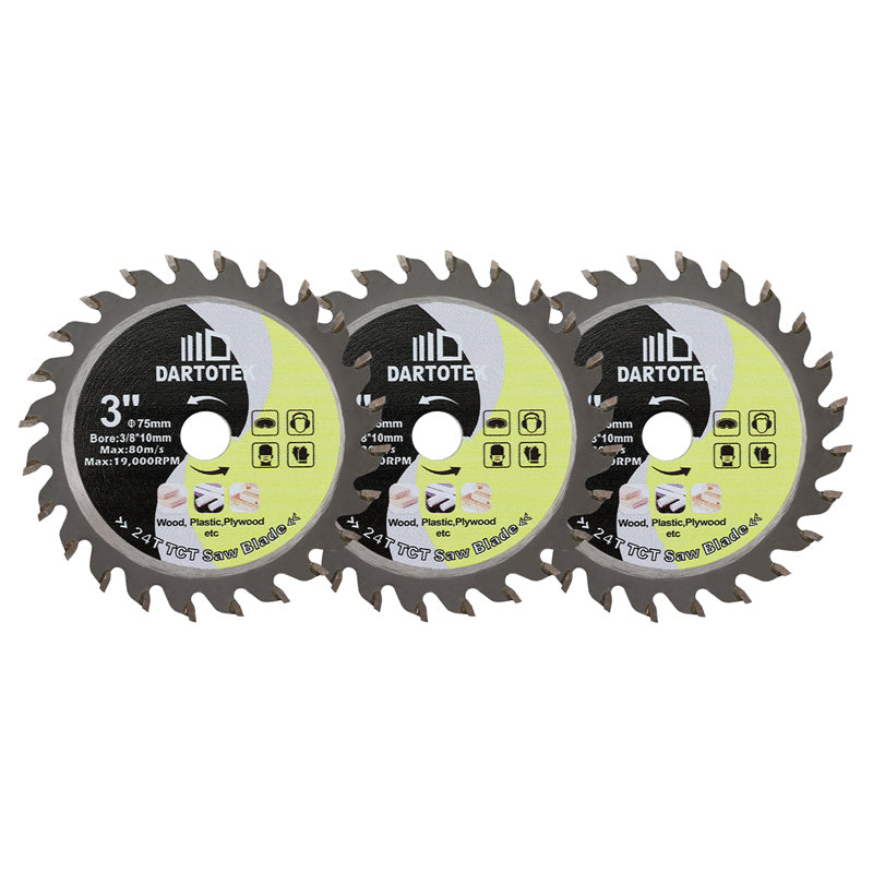 DARTOTEK 2/3/5pcs 3''75MM TCT Wood Diamond Saw Blade Wood Triming Cutting Discs