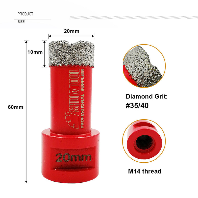 Diamond Core Bit 5pcs 20/25/28/35mm Drilling Porcelain Granite with M14 Thread