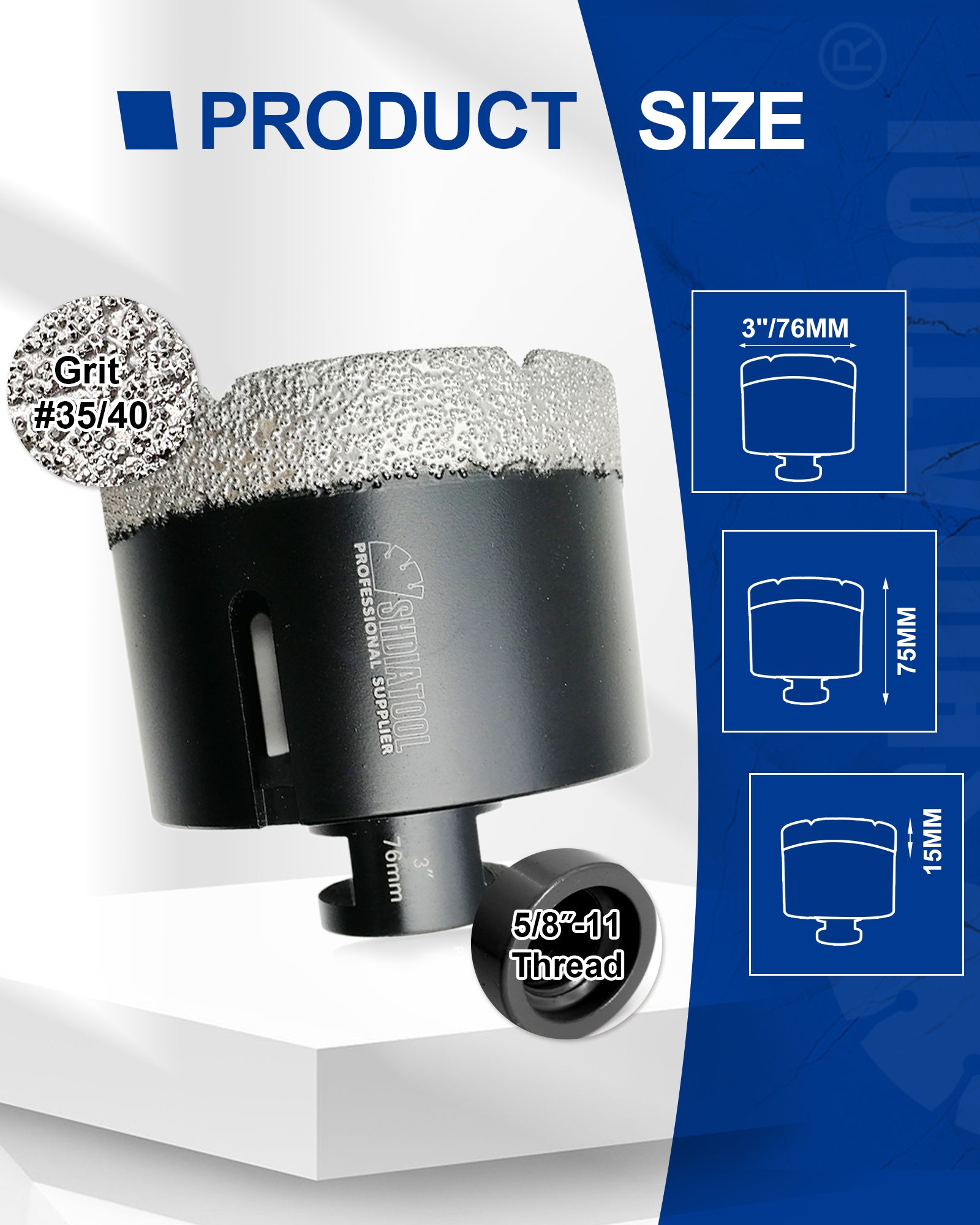 Diamond Core Drill Bits Porcelain Ceramic Tile Marble Brick1/4 Inch to 6 Inch 5/8-11