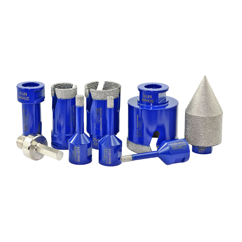 SHDIATOOL Diamond Drill Core Bit 9pcs Granite Marble Ceramic Tile M14