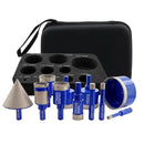 SHDIATOOL 11pcs/set 6-65mm Diamond Drill Bit with Triangular Shank for Granite Marble Porcelain Ceramic Tile Angle Grinder