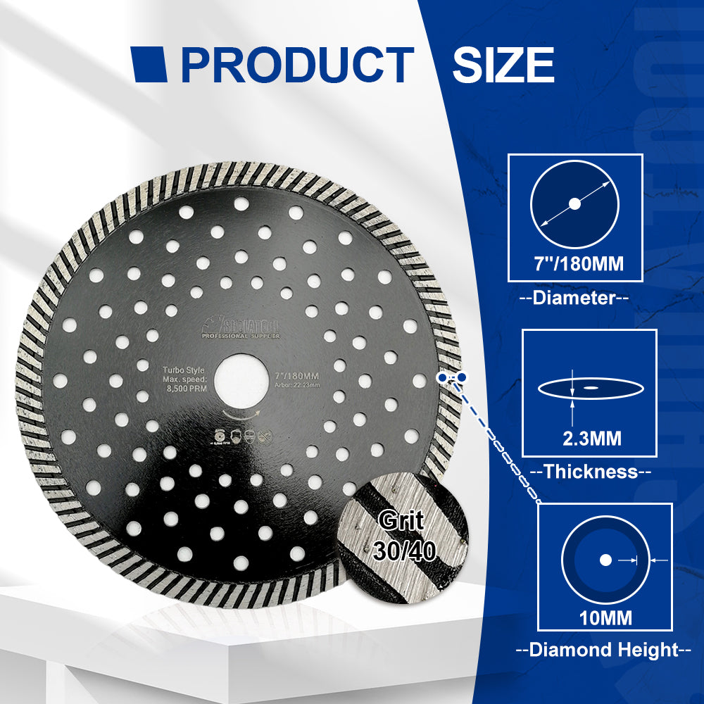 2pcs 7" 9" Turbo Blade with Multi Holes Cutting Concrete Granite Marble USA Warehouse