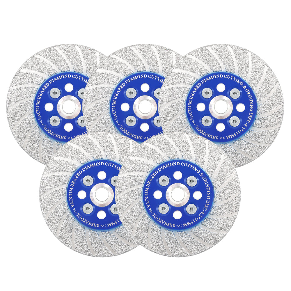 Cutting Grinding Disc 5pcs 4/4.5/5" Granite Marble Concrete Saw Blade M14 or 5/8-11 Flange
