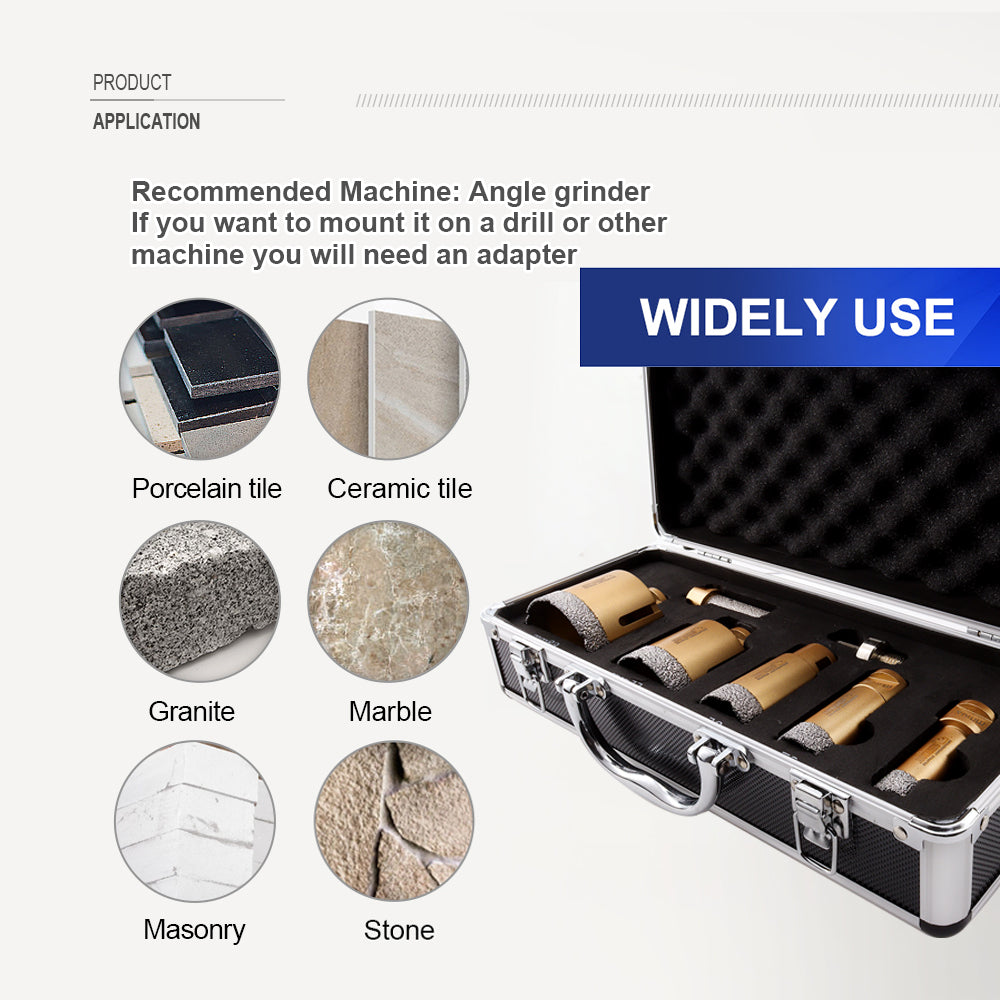 SHDIATOOL Diamond Drill Core Bits Kit for Tile Porcelain Granite Marble