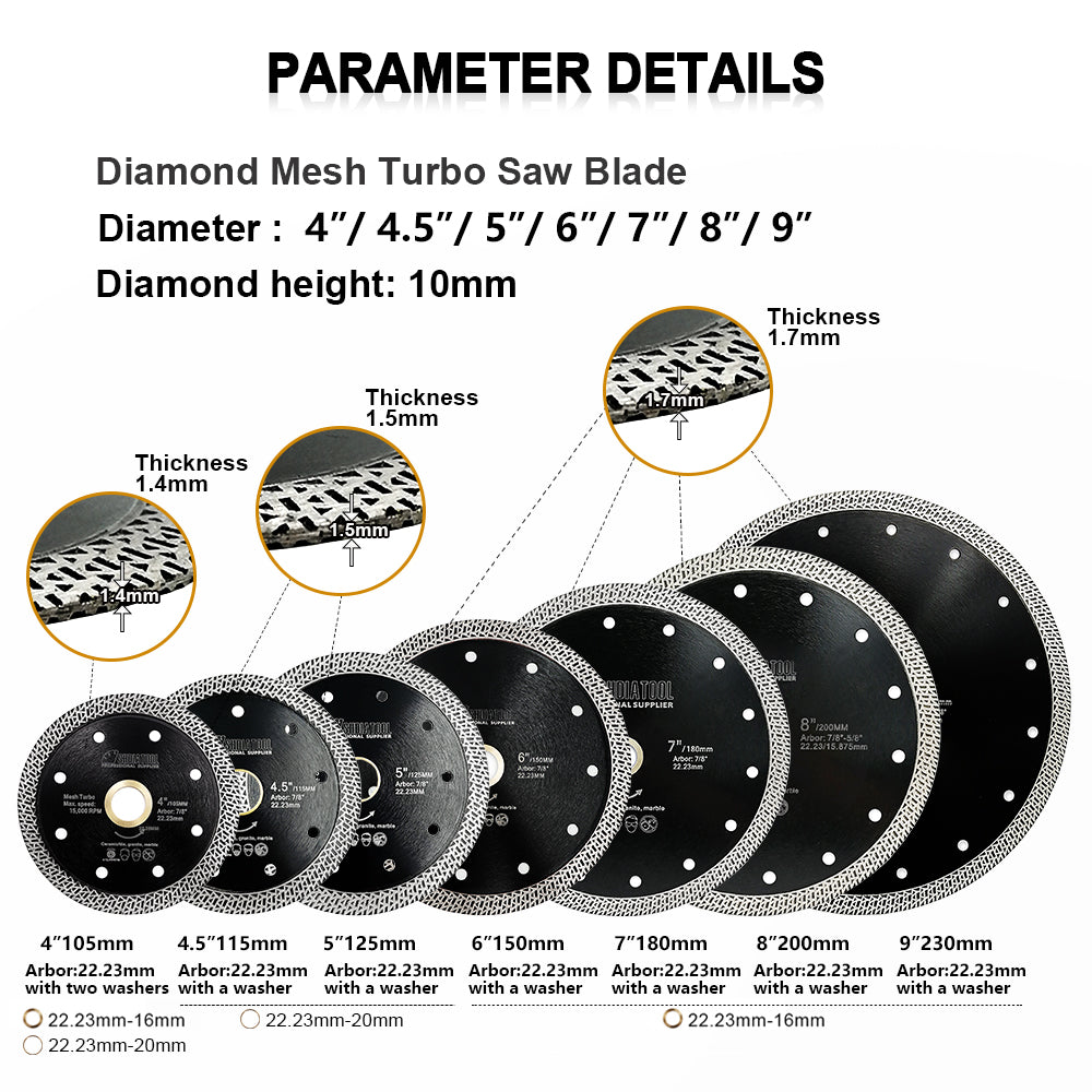 Mesh Turbo Diamond Blade for Granite Marble Ceramic Tile Brick SHDIATOOL - SHDIATOOL
