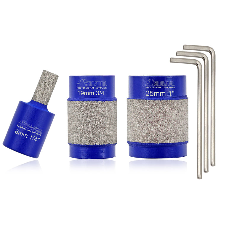 SHDIATOOL 3pcs/set Diamond Glass Grinder Bits for Stained Glass Grinder Heads