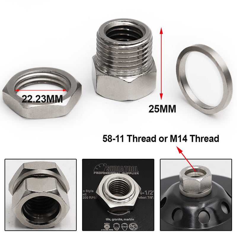 Adapter for Angle Machine M14 or 5/8-11 Thread Connector Converter Adapter Screw Connecting - SHDIATOOL