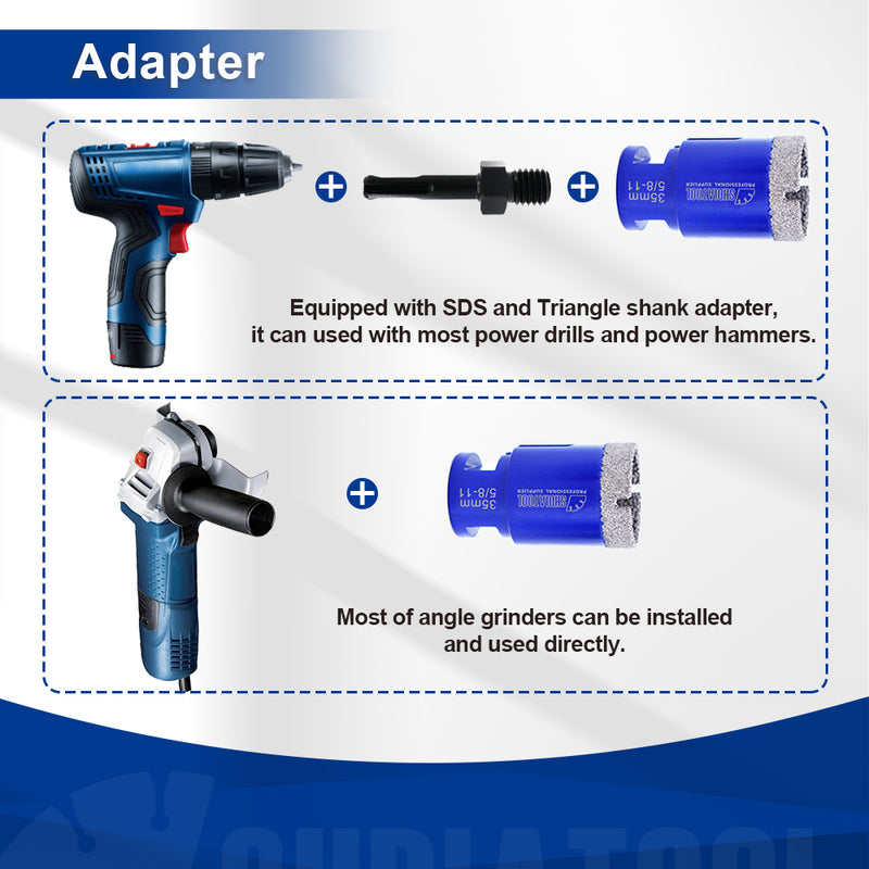 SHDIATOOL 11pcs Diamond Drill Core Bit Grinding Bits Kit Saw Blade SDS Adapter for Porcelain Granite Marble