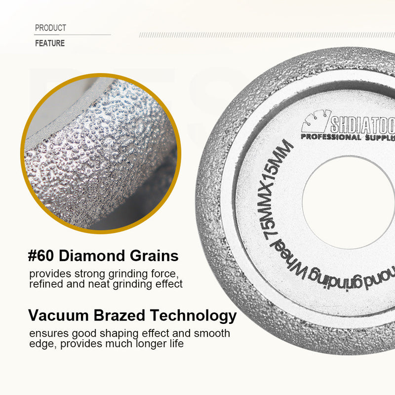 3"/75mm Diamond Convex Wheel for Grinding Concrete Marble Granite 2pcs - SHDIATOOL