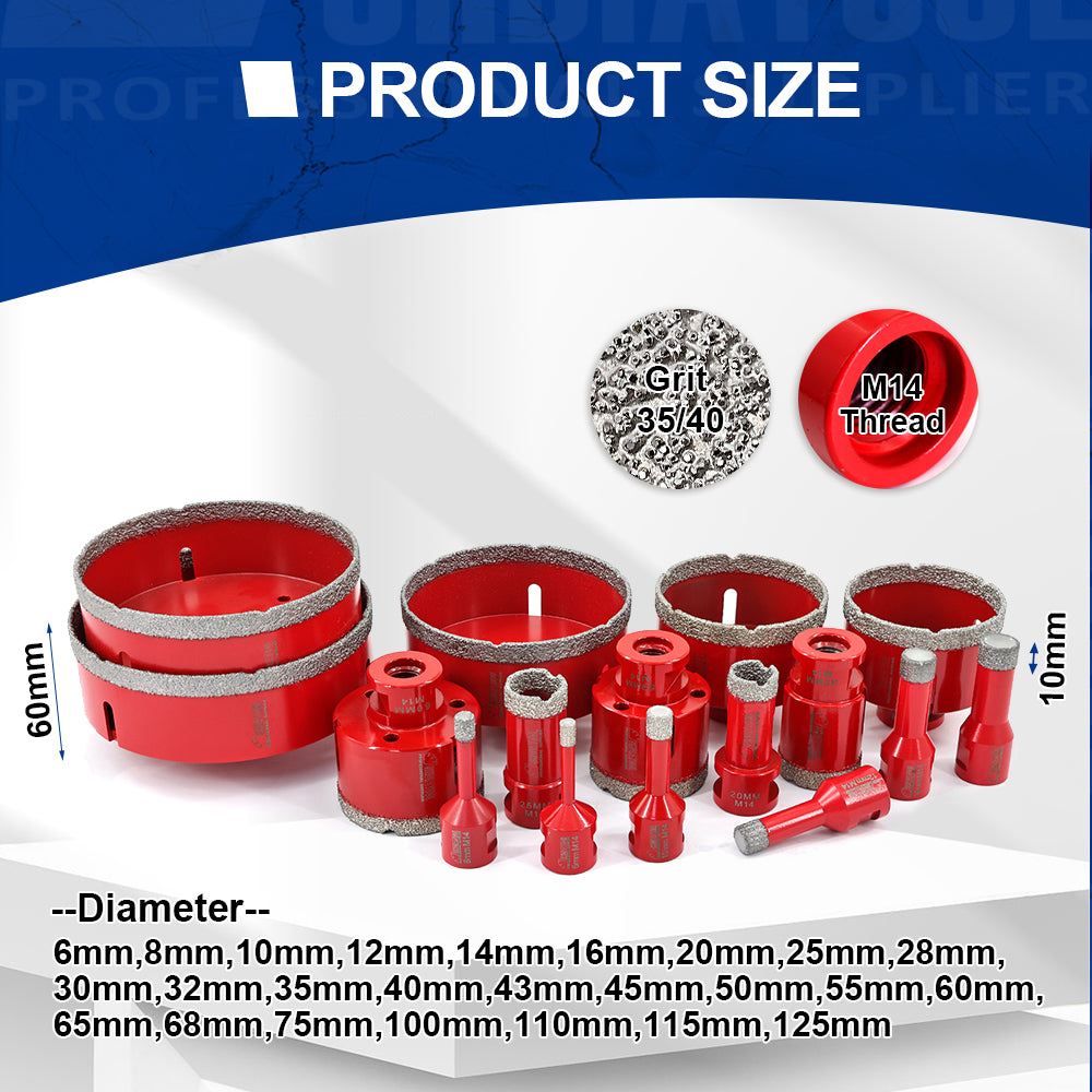 SHDIATOOL Diamond Core Drill Bit with M14 Thread for Porcelain Marble Hole Saw