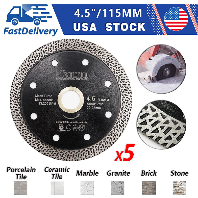 SHDIATOOL 4.5"/7 " Diamond Saw Blade Cutting Porcelain Tile Ceramic Marble 1/5pcs - SHDIATOOL