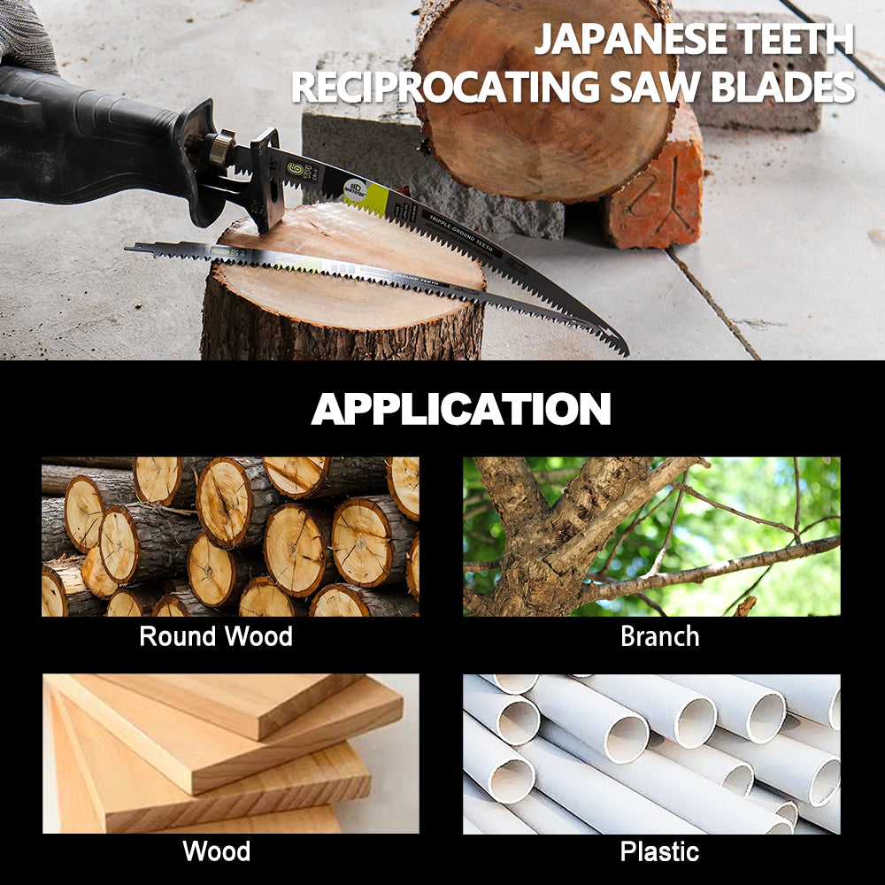 DARTOTEK 4pcs 380mm 15inch  Teeth Reciprocating Saw Blade Pruning Saw Cutting 4pcs Log Wood Trimming for Tree Trimming Wood Cutting